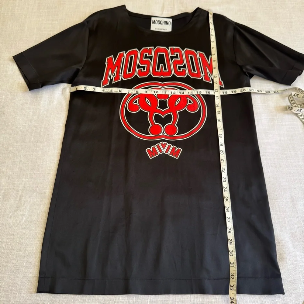 •MOSCHINO Double Question Mark Black and Red Stretch Dress Shirt Size US 6